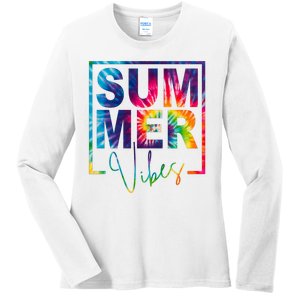 Summer Vibes Tie Dye Vacation Gift Ladies Long Sleeve Shirt