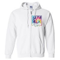 Summer Vibes Tie Dye Vacation Gift Full Zip Hoodie