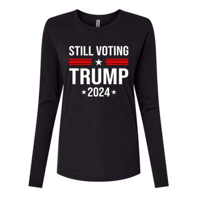 Still Voting Trump 2024 Patriotic American Flag Womens Cotton Relaxed Long Sleeve T-Shirt