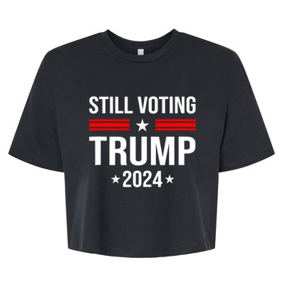 Still Voting Trump 2024 Patriotic American Flag Bella+Canvas Jersey Crop Tee