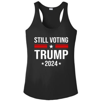 Still Voting Trump 2024 Patriotic American Flag Ladies PosiCharge Competitor Racerback Tank