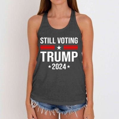 Still Voting Trump 2024 Patriotic American Flag Women's Knotted Racerback Tank