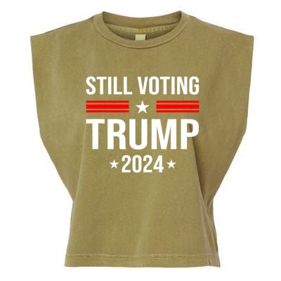 Still Voting Trump 2024 Patriotic American Flag Garment-Dyed Women's Muscle Tee