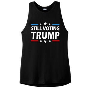 Still Voting Trump 2024 Patriotic American Flag Ladies PosiCharge Tri-Blend Wicking Tank