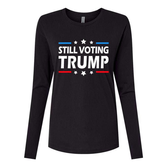 Still Voting Trump 2024 Patriotic American Flag Womens Cotton Relaxed Long Sleeve T-Shirt