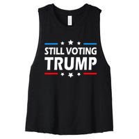 Still Voting Trump 2024 Patriotic American Flag Women's Racerback Cropped Tank