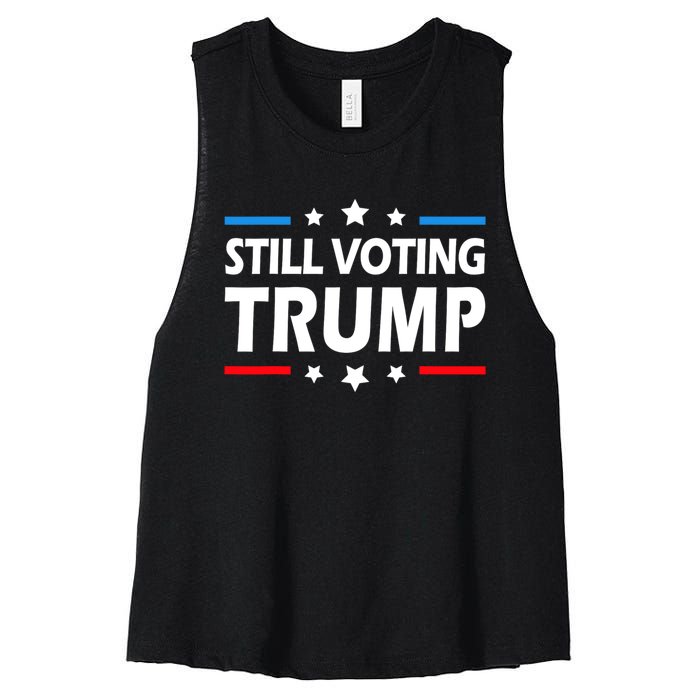 Still Voting Trump 2024 Patriotic American Flag Women's Racerback Cropped Tank