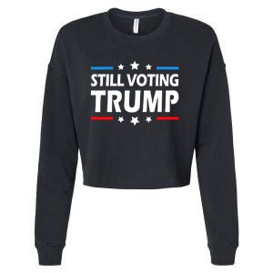 Still Voting Trump 2024 Patriotic American Flag Cropped Pullover Crew