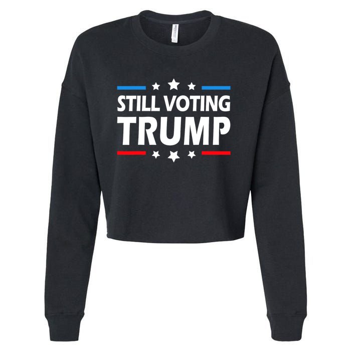 Still Voting Trump 2024 Patriotic American Flag Cropped Pullover Crew