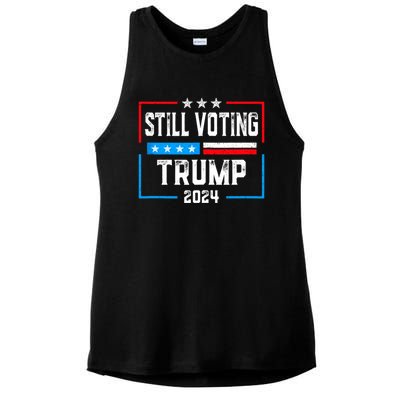 Still Voting Trump 2024 Patriotic American Flag Ladies PosiCharge Tri-Blend Wicking Tank