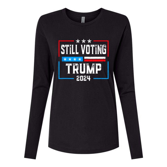 Still Voting Trump 2024 Patriotic American Flag Womens Cotton Relaxed Long Sleeve T-Shirt