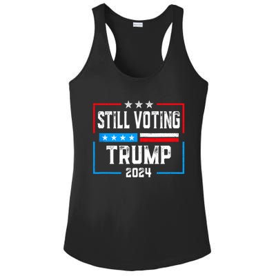 Still Voting Trump 2024 Patriotic American Flag Ladies PosiCharge Competitor Racerback Tank