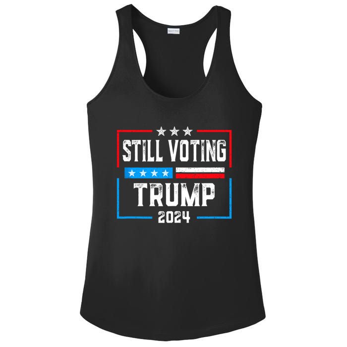 Still Voting Trump 2024 Patriotic American Flag Ladies PosiCharge Competitor Racerback Tank