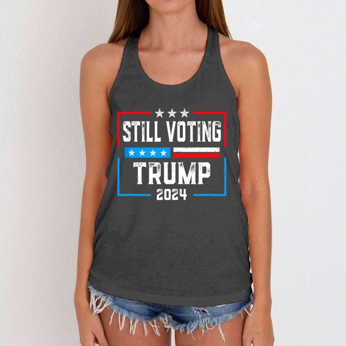 Still Voting Trump 2024 Patriotic American Flag Women's Knotted Racerback Tank