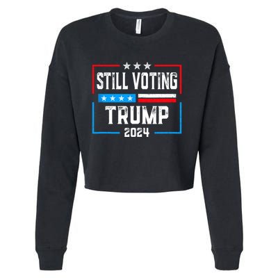 Still Voting Trump 2024 Patriotic American Flag Cropped Pullover Crew