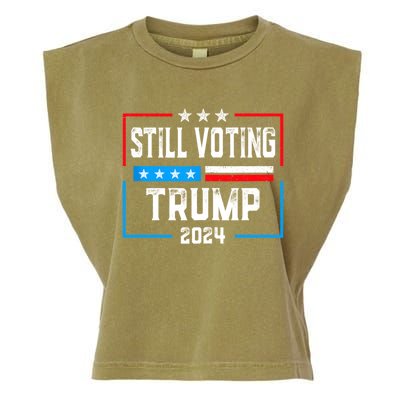 Still Voting Trump 2024 Patriotic American Flag Garment-Dyed Women's Muscle Tee