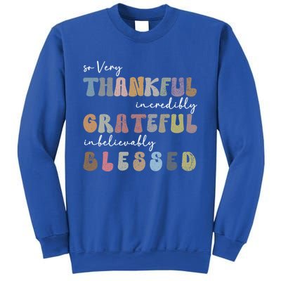 So Very Thankful Grateful Blessed Autumn Groovy Thanksgiving Gift Sweatshirt