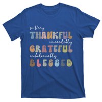 So Very Thankful Grateful Blessed Autumn Groovy Thanksgiving Gift T-Shirt