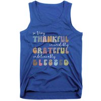 So Very Thankful Grateful Blessed Autumn Groovy Thanksgiving Gift Tank Top