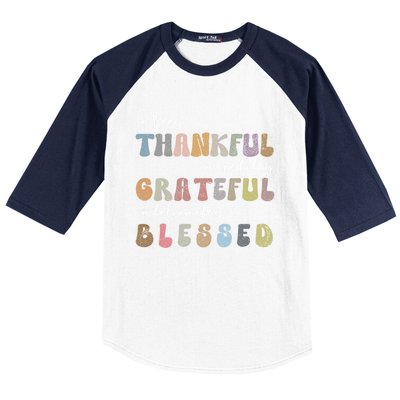 So Very Thankful Grateful Blessed Autumn Groovy Thanksgiving Gift Baseball Sleeve Shirt