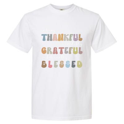 So Very Thankful Grateful Blessed Autumn Groovy Thanksgiving Gift Garment-Dyed Heavyweight T-Shirt