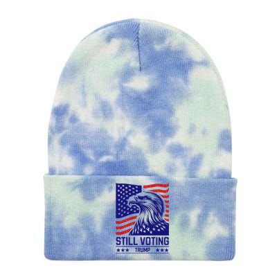 Still Voting Trump 2024 Patriotic American Flag Tie Dye 12in Knit Beanie