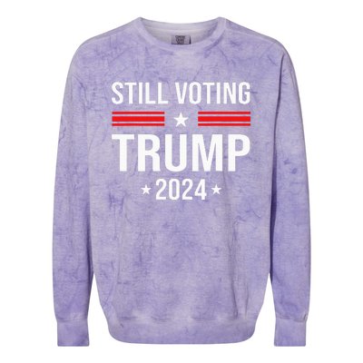 Still Voting Trump 2024 Patriotic American Flag Colorblast Crewneck Sweatshirt