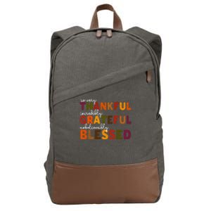 So Very Thankful Incredibly Grateful Unbelievably Blessed Cotton Canvas Backpack