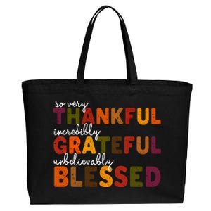 So Very Thankful Incredibly Grateful Unbelievably Blessed Cotton Canvas Jumbo Tote