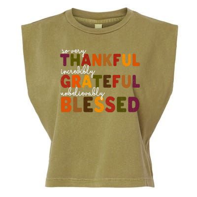 So Very Thankful Incredibly Grateful Unbelievably Blessed Garment-Dyed Women's Muscle Tee