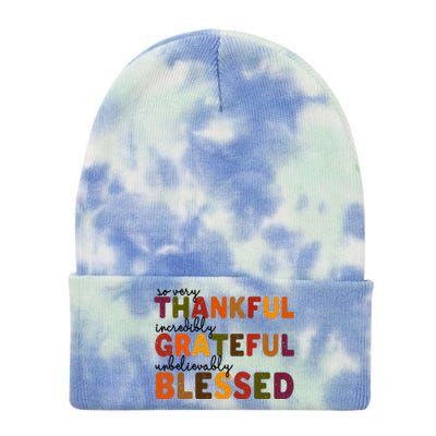 So Very Thankful Incredibly Grateful Unbelievably Blessed Tie Dye 12in Knit Beanie