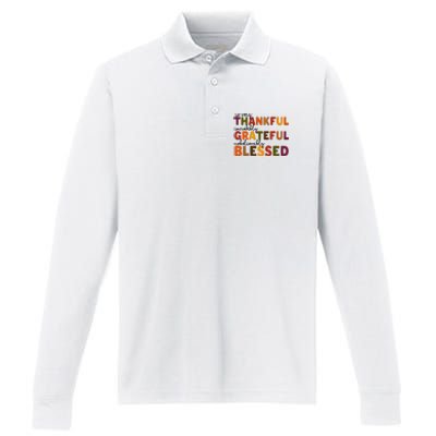 So Very Thankful Incredibly Grateful Unbelievably Blessed Performance Long Sleeve Polo