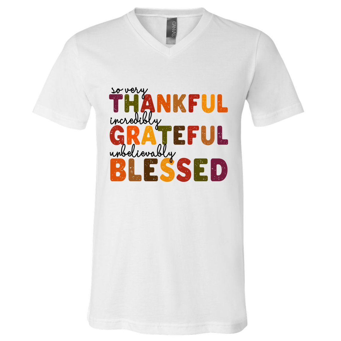 So Very Thankful Incredibly Grateful Unbelievably Blessed V-Neck T-Shirt