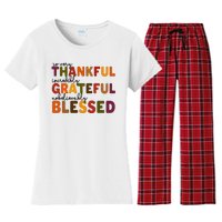 So Very Thankful Incredibly Grateful Unbelievably Blessed Women's Flannel Pajama Set