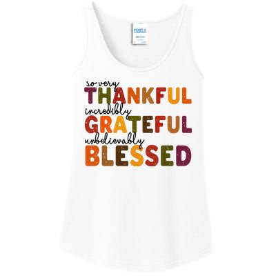 So Very Thankful Incredibly Grateful Unbelievably Blessed Ladies Essential Tank