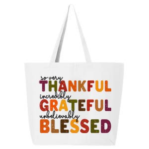 So Very Thankful Incredibly Grateful Unbelievably Blessed 25L Jumbo Tote