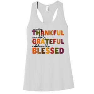 So Very Thankful Incredibly Grateful Unbelievably Blessed Women's Racerback Tank