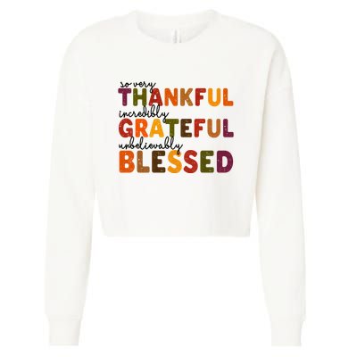 So Very Thankful Incredibly Grateful Unbelievably Blessed Cropped Pullover Crew
