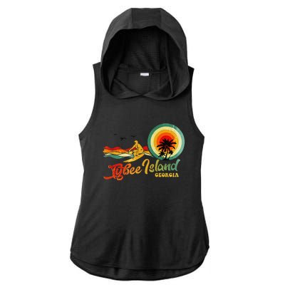 Summer Vacation Tybee Island Georgia Beach Ladies PosiCharge Tri-Blend Wicking Draft Hoodie Tank