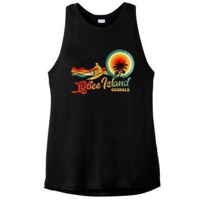 Summer Vacation Tybee Island Georgia Beach Ladies PosiCharge Tri-Blend Wicking Tank