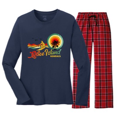 Summer Vacation Tybee Island Georgia Beach Women's Long Sleeve Flannel Pajama Set 