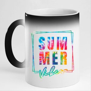 Summer Vibes Tie Dye Summer Vacation 11oz Black Color Changing Mug