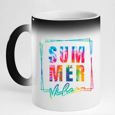 Summer Vibes Tie Dye Summer Vacation 11oz Black Color Changing Mug