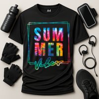 Summer Vibes Tie Dye Summer Vacation Cooling Performance Crew T-Shirt
