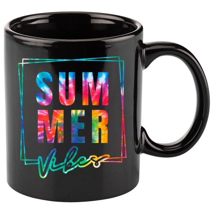 Summer Vibes Tie Dye Summer Vacation 11oz C Handle Ceramic Mug