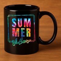 Summer Vibes Tie Dye Summer Vacation 11oz C Handle Ceramic Mug