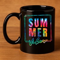 Summer Vibes Tie Dye Summer Vacation 11oz C Handle Ceramic Mug