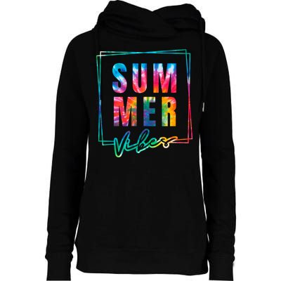 Summer Vibes Tie Dye Summer Vacation Womens Funnel Neck Pullover Hood