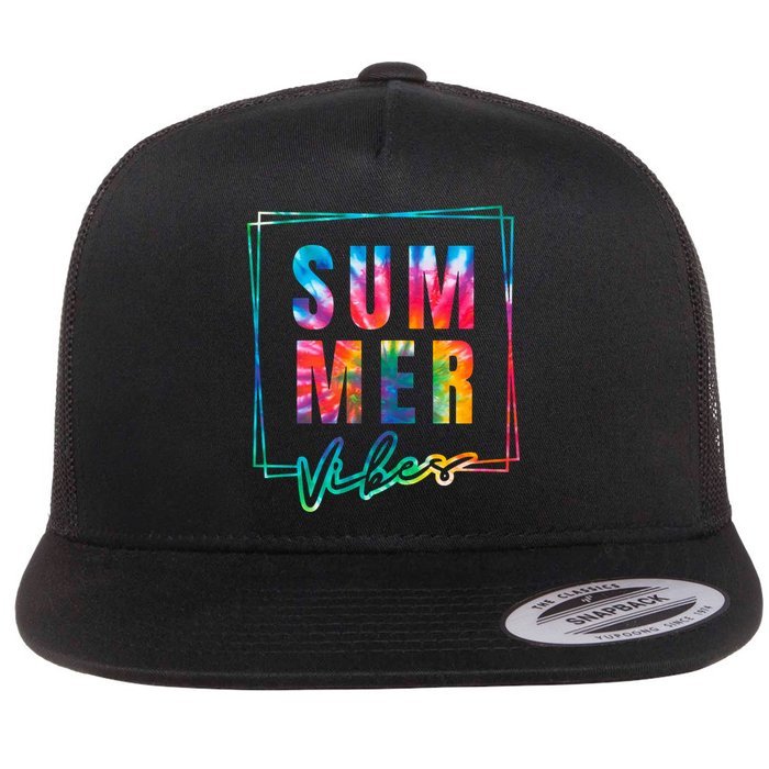 Summer Vibes Tie Dye Summer Vacation Flatbill Hat