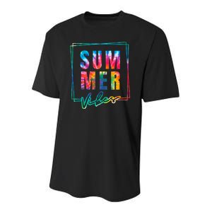 Summer Vibes Tie Dye Summer Vacation Youth Performance Sprint T-Shirt